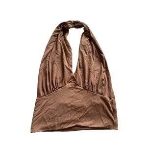 Brown Halter Neck Crop Top